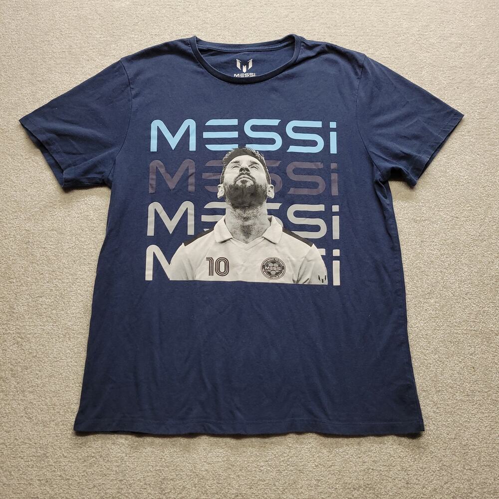 Messi Collection Graphic T Shirt Mens Large Blue Soccer Futbol Lionel Messi